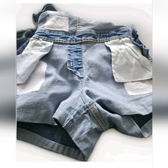 Jordache Girls Denim Overall Shorts XL/XG (14-16) Embroidered Butterfly Star - Picture 7 of 7